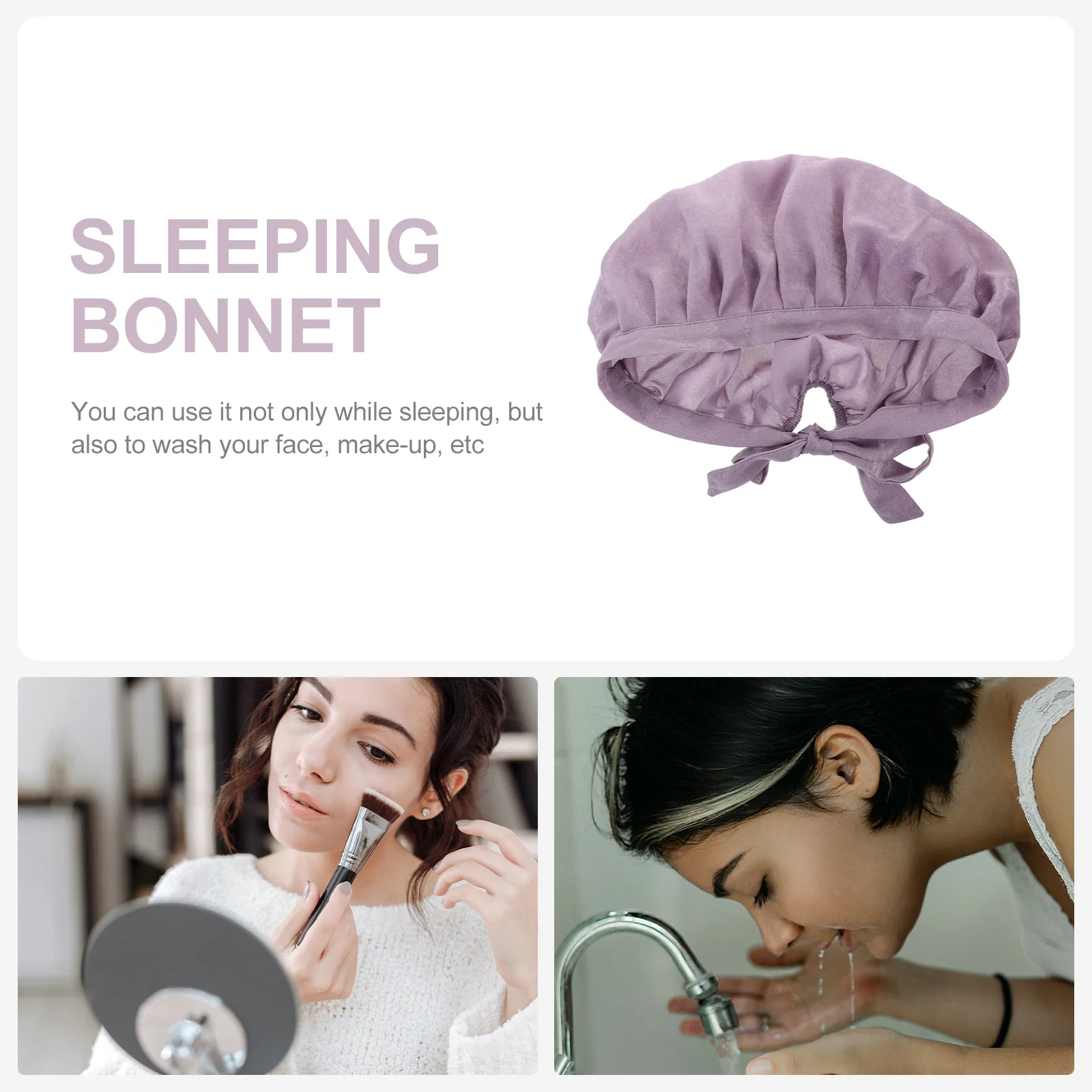 Gorro para dormir, gorro elástico ajustable para el pelo para mujer, pelo rizado, sin arrugas, gorro para dormir, ducha, lavado de cara