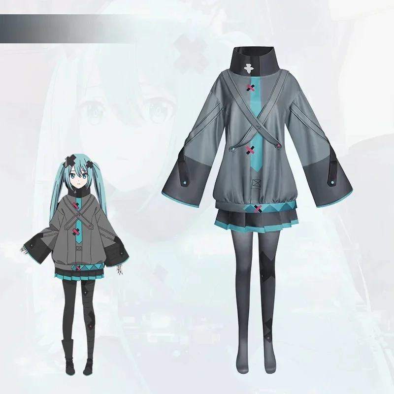 

Мику Фильм Косплей Аниме Проект Sekai Theater Edition Косплей Костюм Парик Толстовка Юбка Комплект Женская Одежда Костюм на Хэллоуин