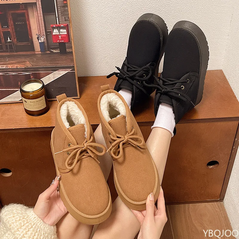 

Новые женские зимние хлопковые сапоги на шнуровке, увеличивающие рост, толстые теплые простые удобные женские сапоги, увеличивающие рост