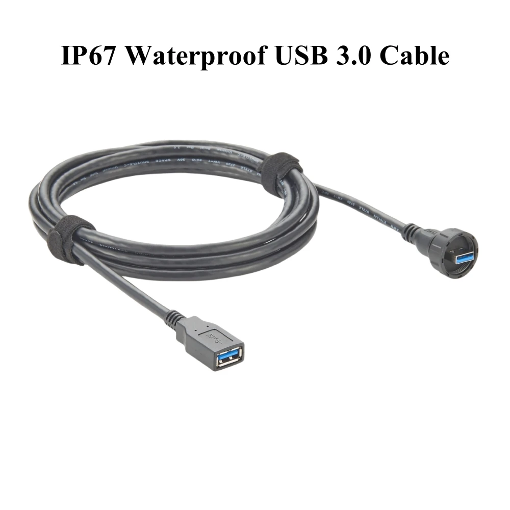 IP67 Waterproof USB 3.0 Cable Threaded Type A Male to Female Car Mount Extension Cable 5Gbps Outdoor Socket for Mouse Keyboard