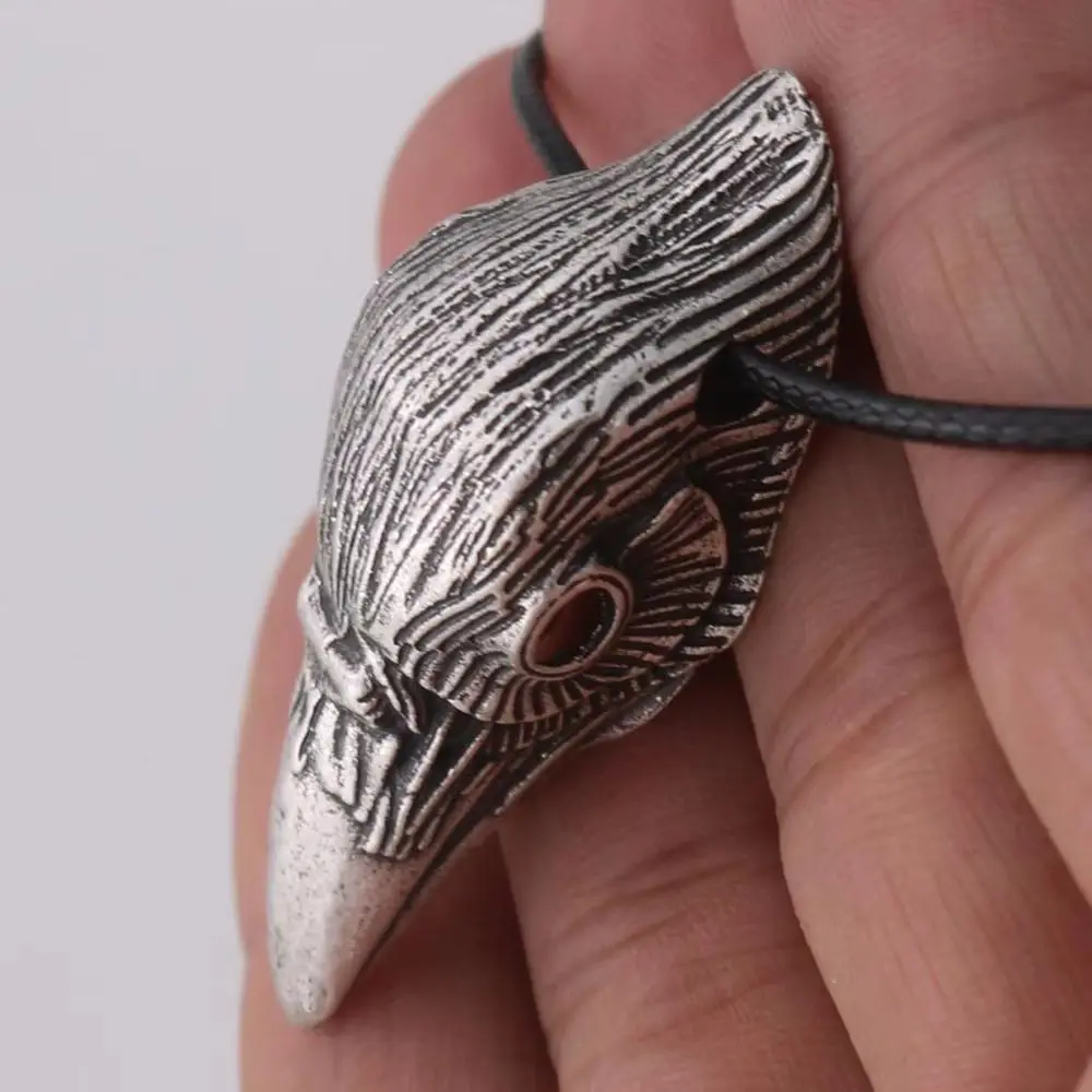 viking raven head pendant black bird charm men necklace Goth Odin Raven Skull Jewelry Amulet Talisman Gothic Animal Bird Pendant