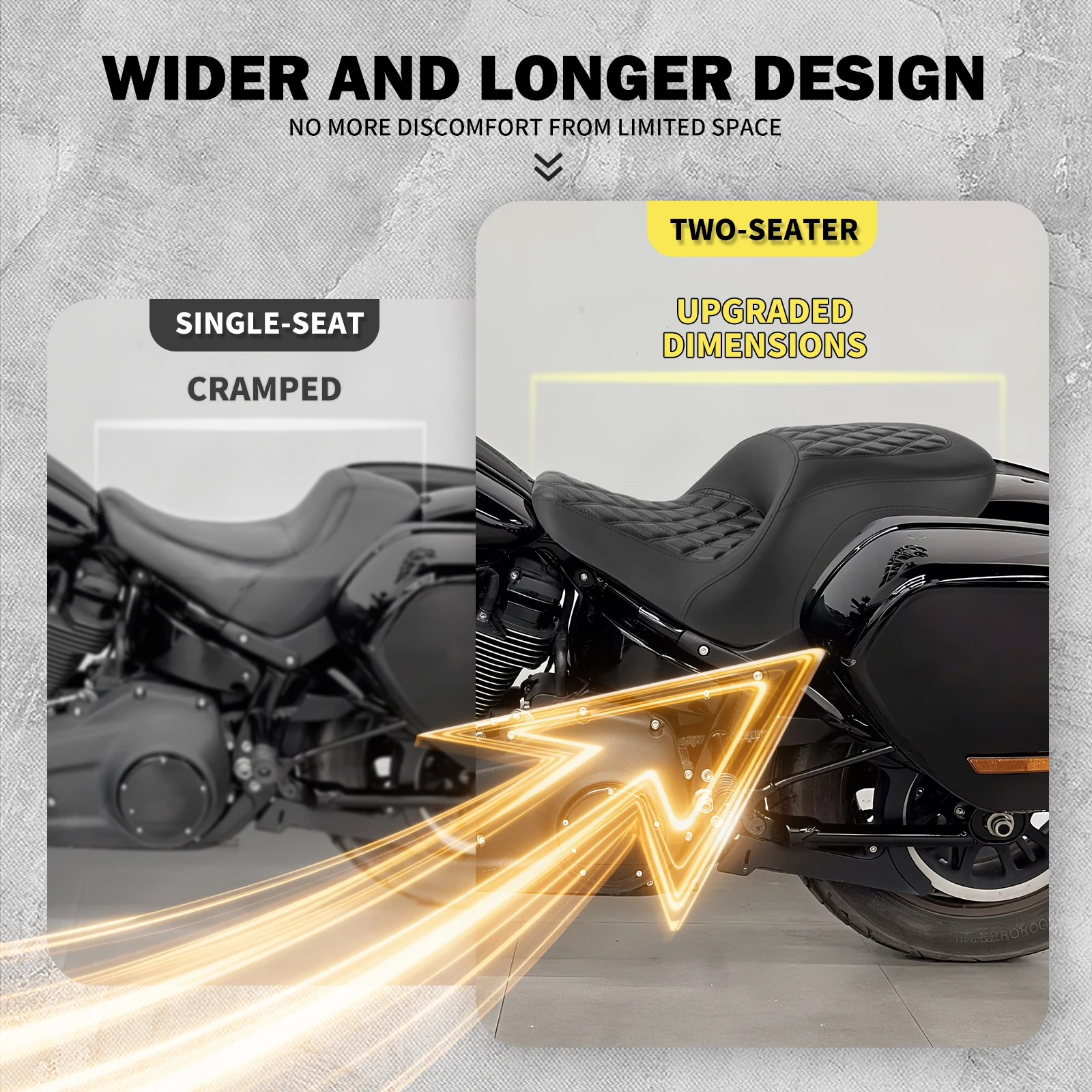 

Motorcycle Driver Passenger Seat Front Rear Two Up Cushion Seat For Harley Softail Sport Glide Low Rider S Low Rider ST 2018-24