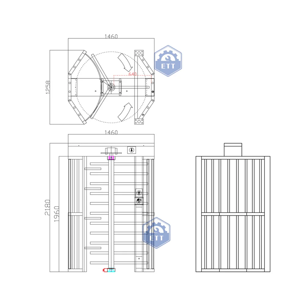 High Security Turnstile Gate para Entrada, Semiautomático, Altura total, Tripé Barreira, Controle de Acesso