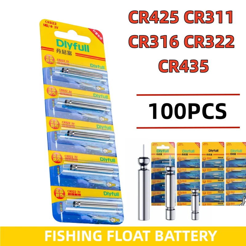 100PCS CR425 CR322 CR311 CR316 CR435 3V Lithium Pin Battery for Luminous Fishing Floats Fishing Tackle