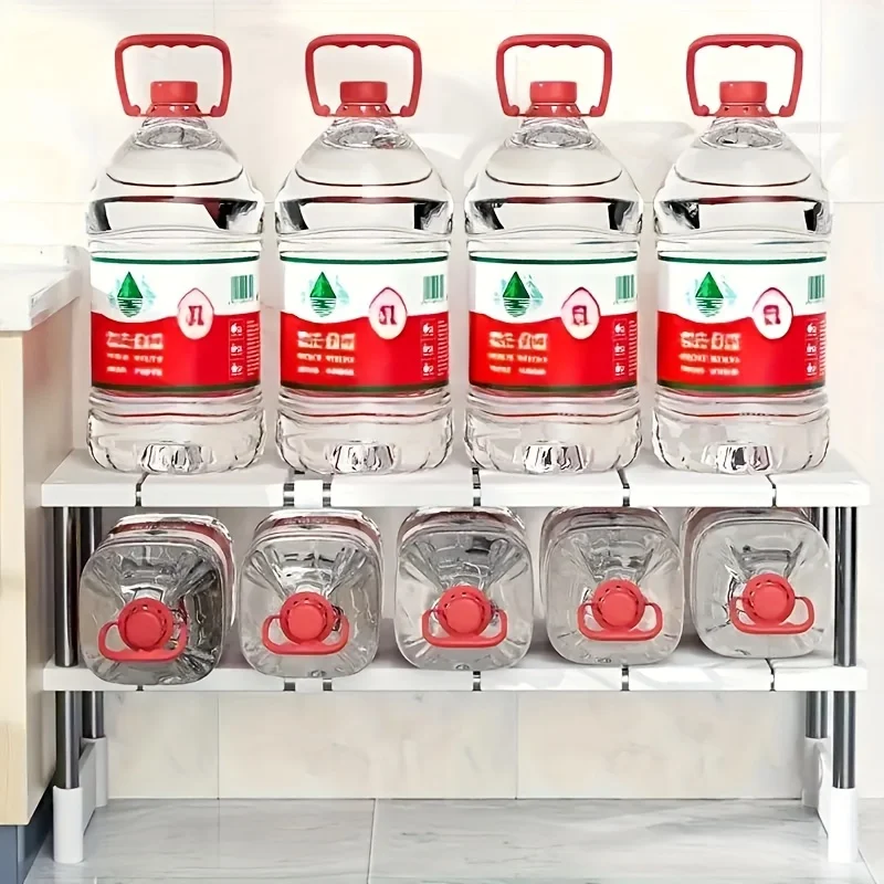 Adjustable Under-Sink Storage Rack Stainless Steel Multi-Layer Space-Saving Storage Rack Suitable for Kitchen and Bathroom