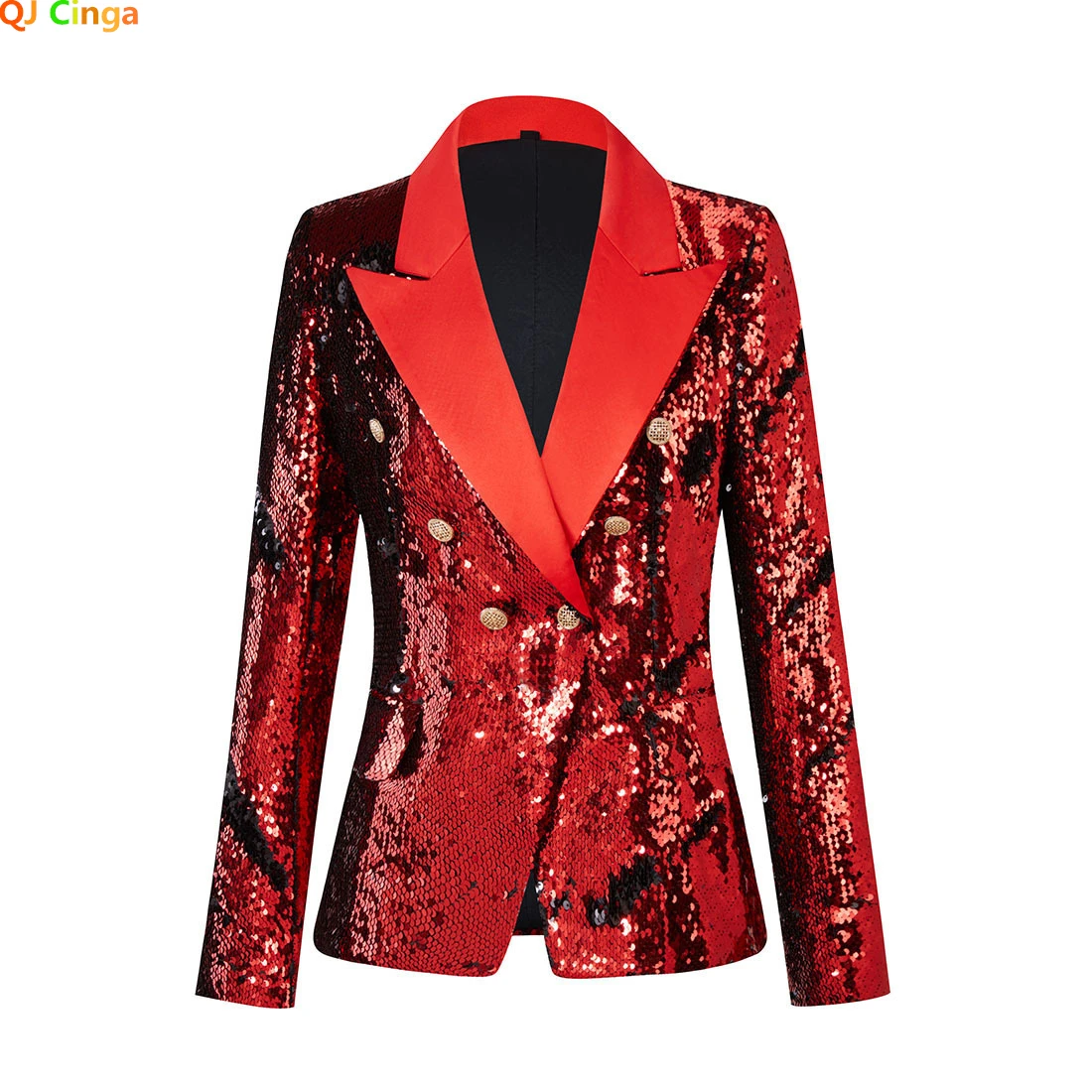 

Red Women's Shiny Sequins Decoration Suit Jacket Wedding/Party/Performance Dress Coats Fashion Slim Female Blazers Blue Green