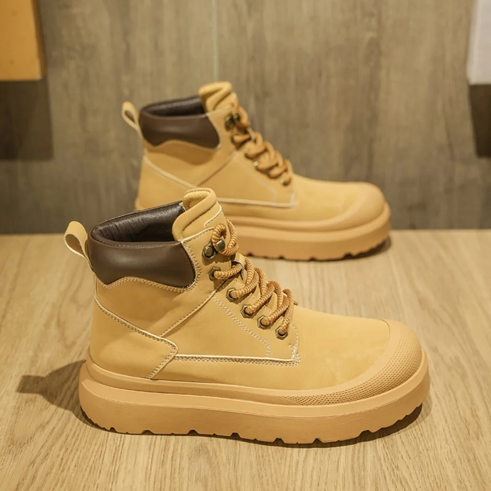 

Fashion Trend Ankle Boots Versatile Motorcycle Boots Leisure Walk Male Walking Shoes Botas Autumn Winter High Top Men Shoes