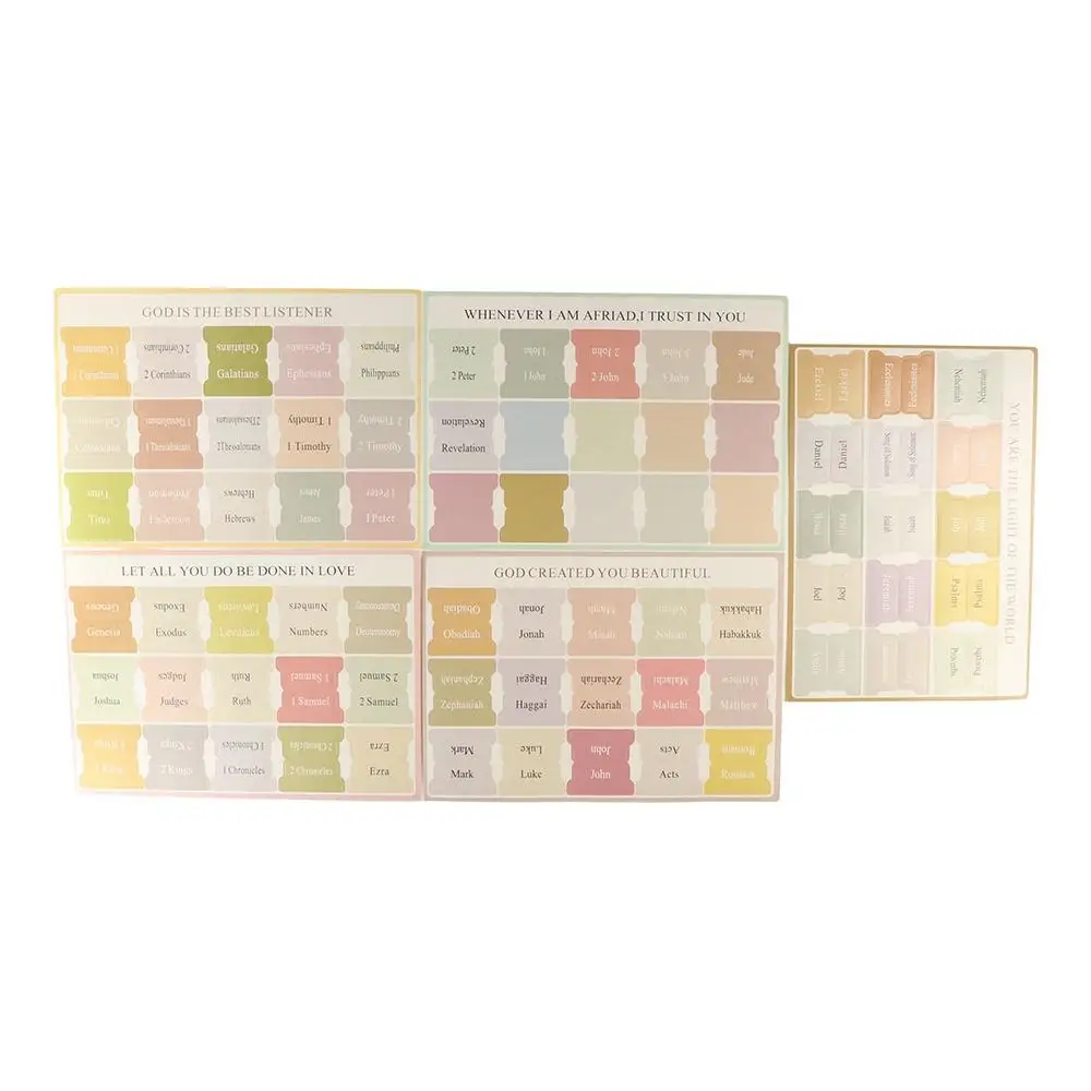 Personalized 5 Sheet Bible Index Writable Self-adhesive Bible Sticker Easy Read Paper Tabs Bible Label Study Supplies