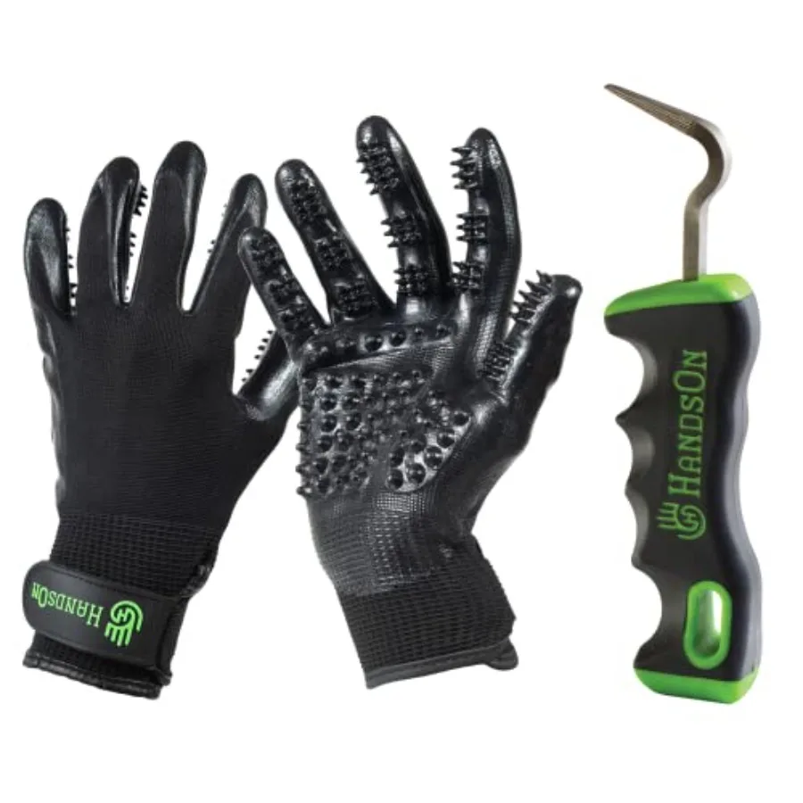 

Перчатки для груминга Handson Pet Grooming Gloves Horse Hoof Pick Bundle – перчатки для удаления шерсти, для вычесывания, купания и массажа собак, кошек, лошадей – Me