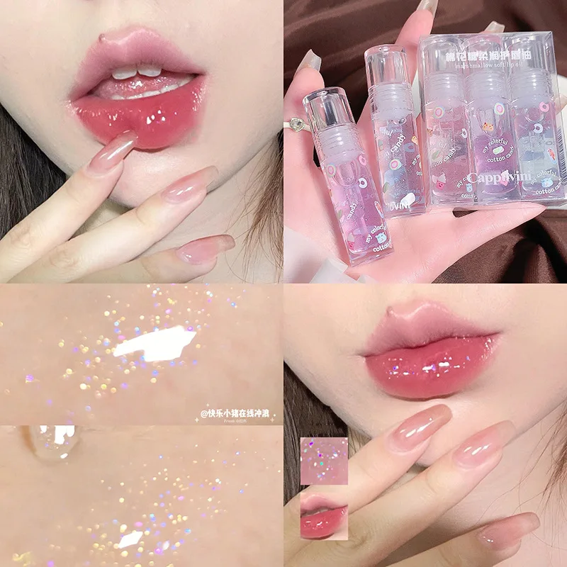 4 Farben Glitzer Spiegel Lip gloss Gelee Kristall transparent befeuchten praller wasserdichtes langlebiges flüssiges Lippenstift Make-up