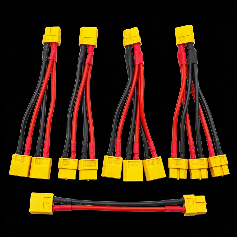 1Pcs XT60 Male/Female Parallel Battery Connector Extension Cable Y Splitter 12AWG 14AWG Silicone Wire for RC Drone Battery Motor