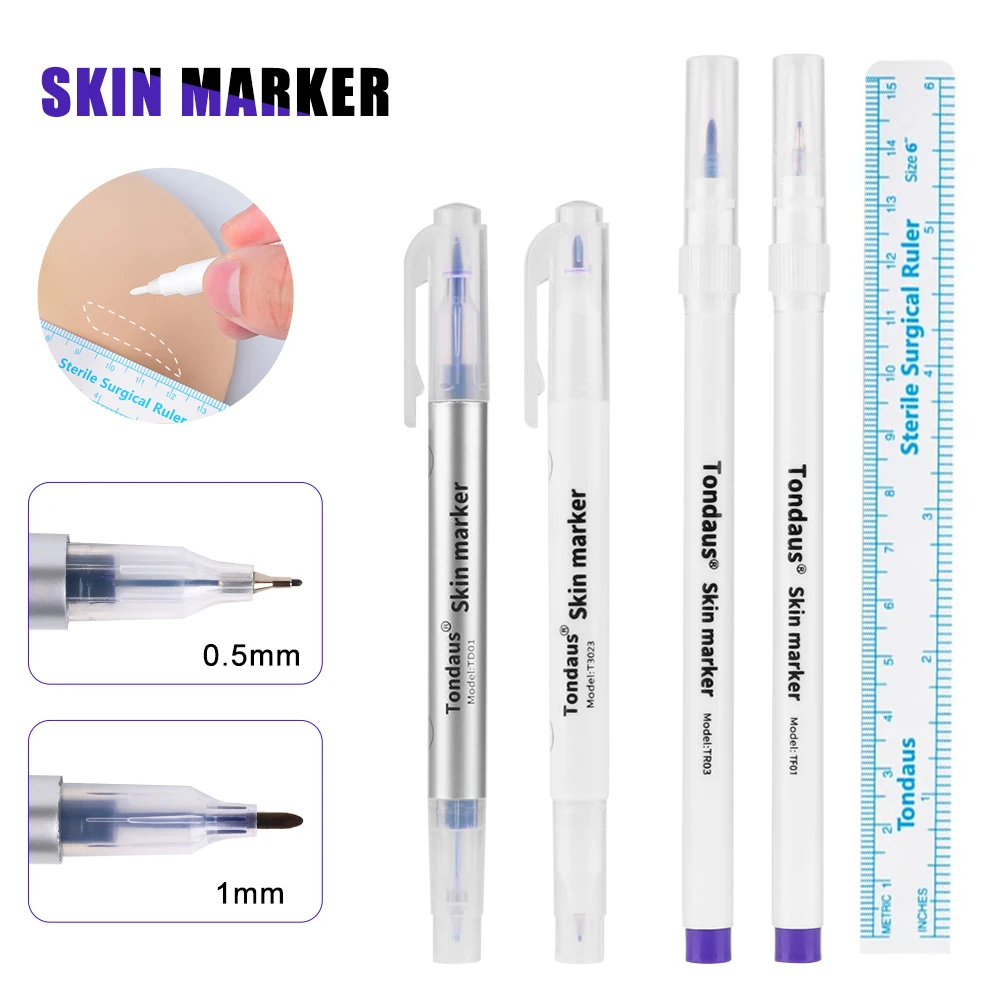 0.5/1mm Eyebrow Skin Marker Pen Tattoo Skin Marker Pen Positioning Measuring Pen Eyebrow Lips Permanent Makeup Ruler Accessories