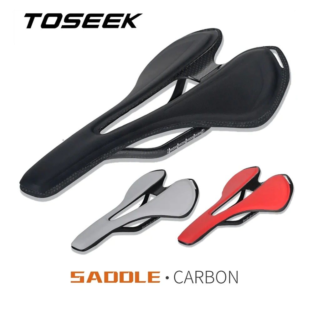 

Карбоновое седло TOSEEK для MTB/шоссейных велосипедов, подушка для сиденья велосипеда, карбоновые направляющие 7*9 мм, ультралегкое, 125 г, красное, черное, белое, 270*143 мм