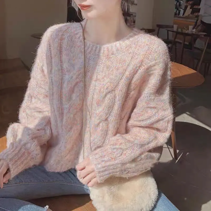 

Sweaters Gentle Knits Ins Sweet Versatile Pullover Underlay Temperament Lazy Fried Dough Twists Top