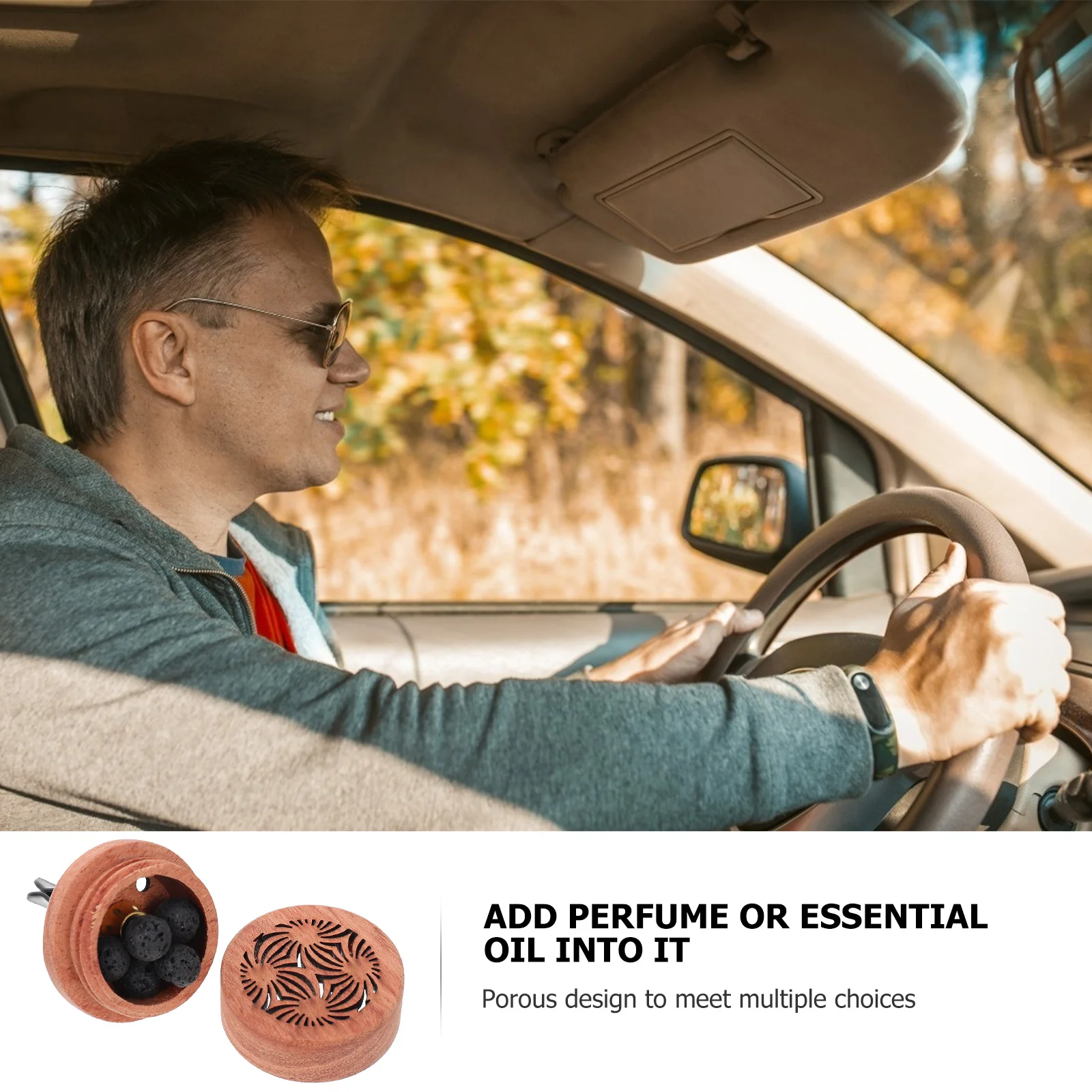

1Pcs Car Essential Oil Diffuser Exquisite Wooden Perfume Diffuser with Aromatherapy Car Air Freshening Diffused
