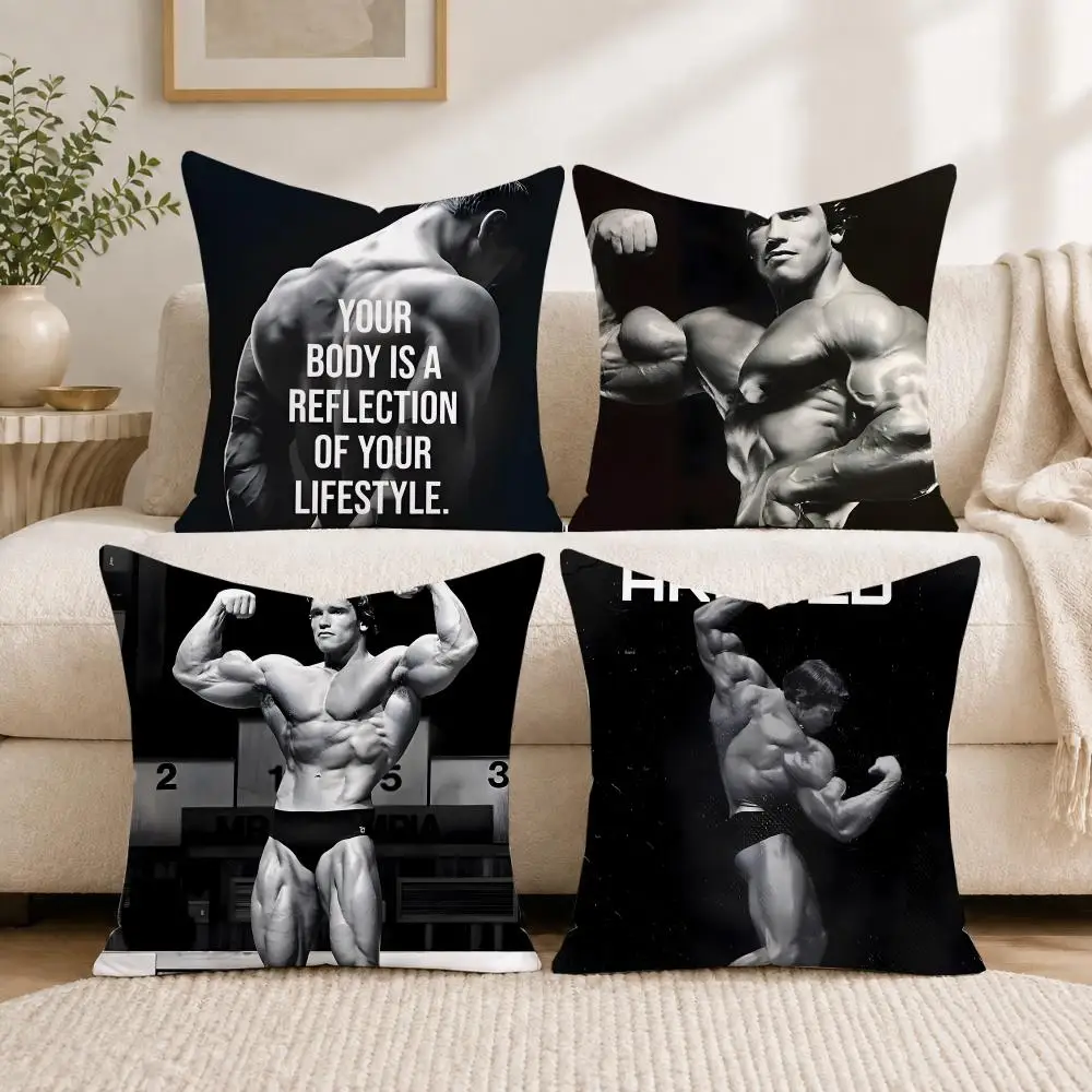 A-Arnold S-Schwarzenegger Cushion Cover Soft Short Plush Pillow Cases Hidden Zipper Cutecore Sofa Bedroom Home Decor Gift