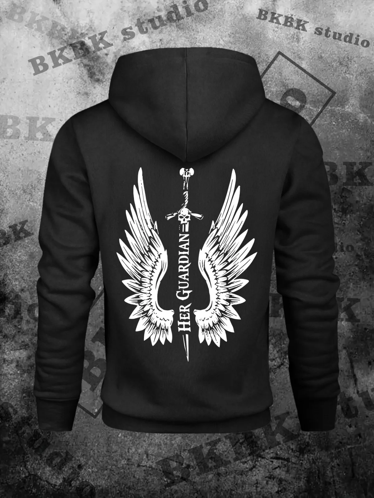 1PC [Couple Style] Casual Fashion HER GOUARDIAN Pattern Printed Matching Couple Hoodie Comfortable Loose Valentine's Day Gift