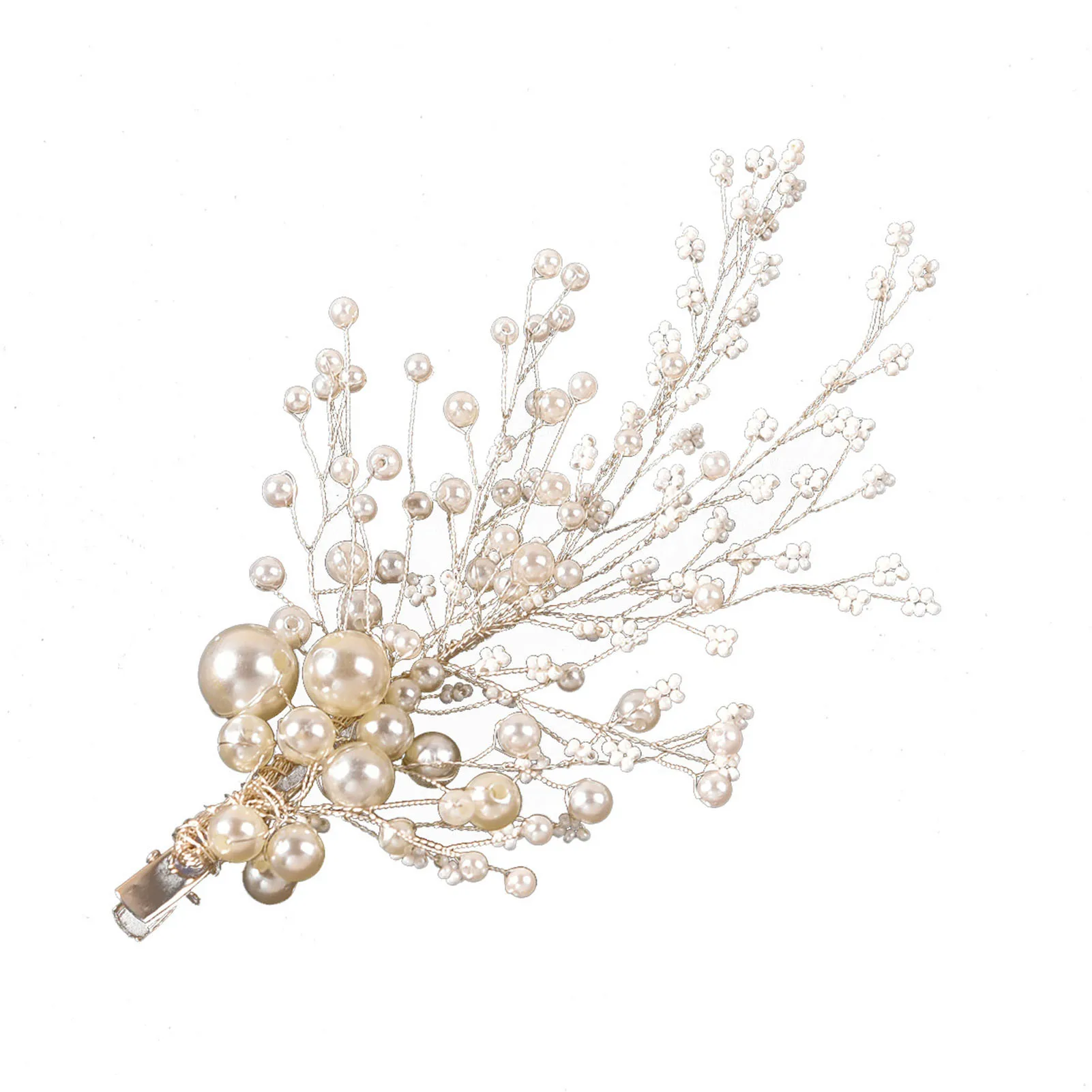 Chinese Style Pearl Side Hair Clips Alloy Wedding Hair Weaving Jewelry for Bridesmaid Wedding Banquet Party