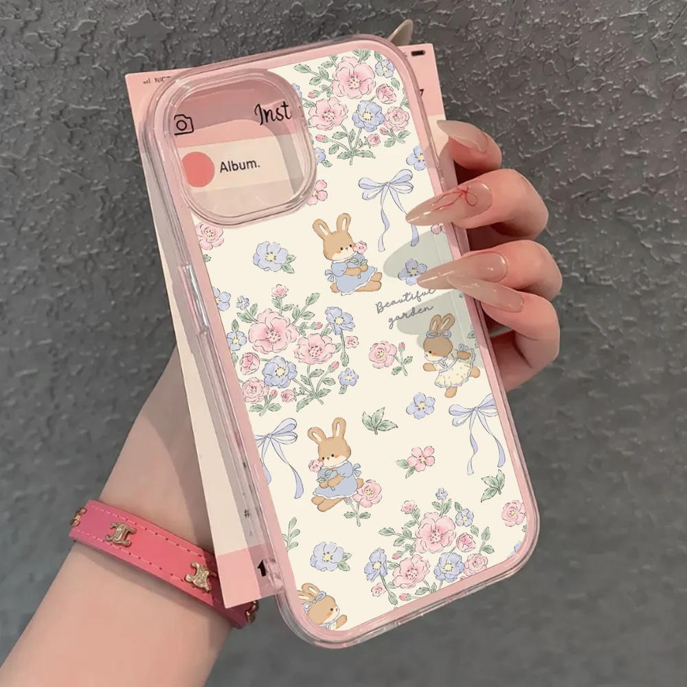 Floral Bunny & Bow Print Phone Case For Samsung Galaxy S26 S25 S24 S23 S22 Ultra Plus A57 A55 A54 A37 A36 A35 A16 A15 TPU Cover