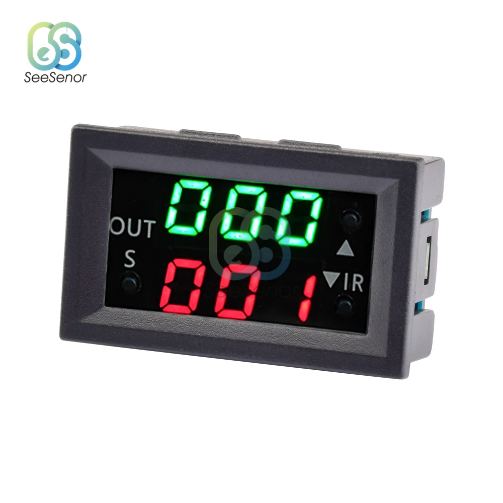 Dual Display Time Relay Module DC 12V Time Delay Relay Mini LED Digital Timer Relay Timing Delay Cycle Time Control Switch 20A