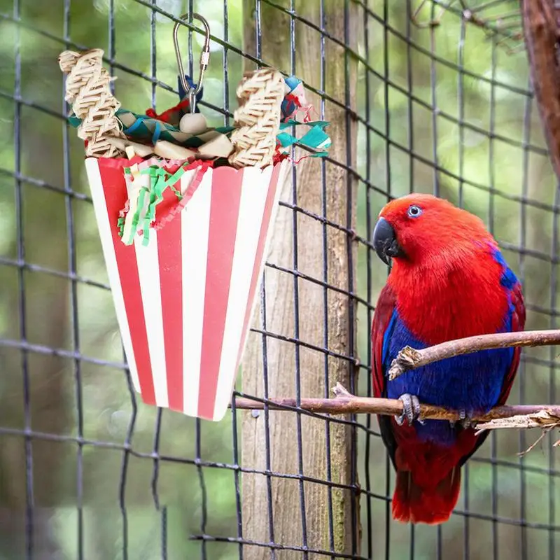 Buntes Papageien-Kauspielzeug, Papageien-Futterung, natürliches Vogelbecher-Kauspielzeug für Sittiche, Sittiche, Nymphensittiche, Lovebird und