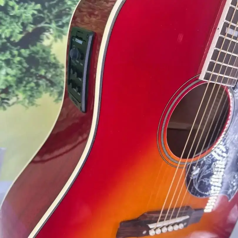 جيتار صوتي مصنوع خصيصًا وشعبيًا وشعبيًا جدًا. جسم خشب التنوب. مناسبة للمحترفين والمبتدئين. #5