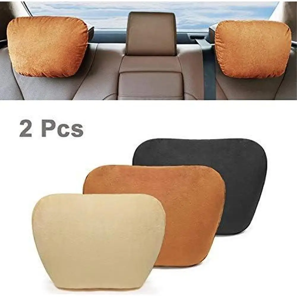 

1 пара автомобильных подушек для шеи, универсальная опора для сиденья, замша, снимает усталость, регулируемая подушка для шеи, черный/бежевый/коричневый