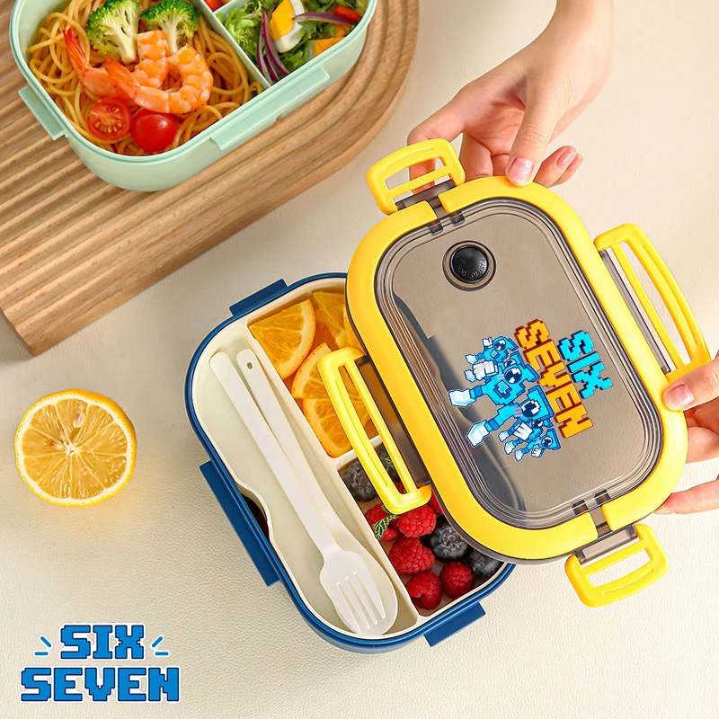67 Six Seven Double-layer Lunch Box Steal A Brainrot Cartoon Fashion Bento Box Picnic Boxes Large Capacity Portable Lunch Case view 4