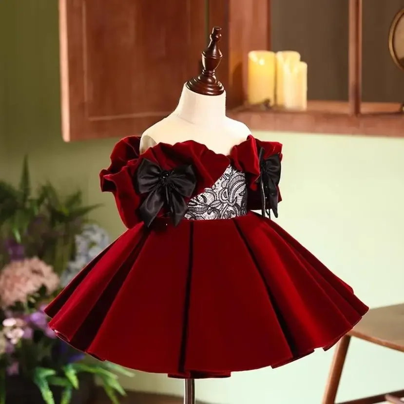 New Children\'s Evening Gown Host Piano Performance Wedding Birthday Party Flower Girl Dresses A4321 Vestidos Bridesmaid Dresses