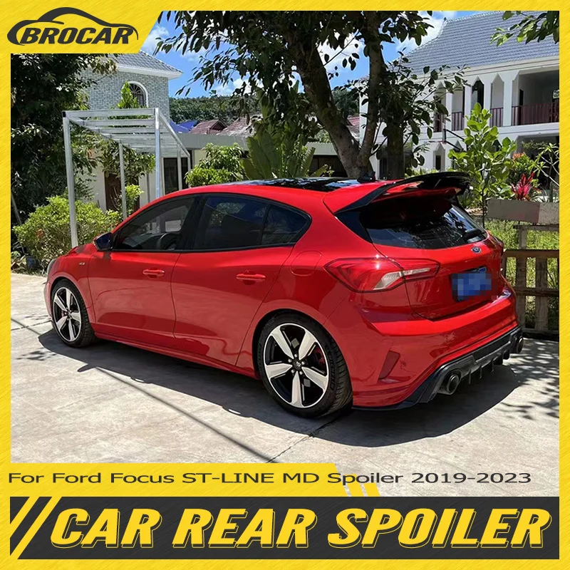 For Ford Focus ST-LINE MD Roof Spoiler 2019-2022 ABS Plastic Carbon Fiber Appearance Rear Spoiler Car Top Wing Modification