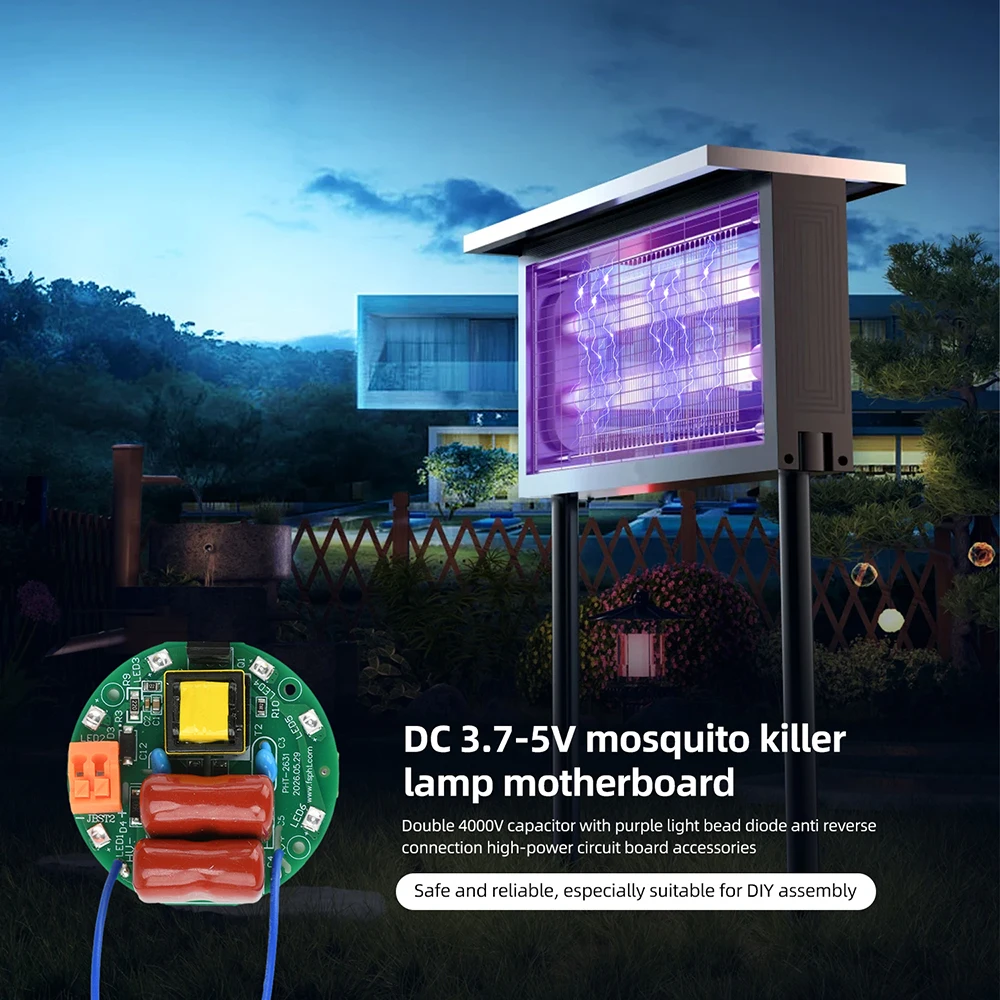 Mosquito Killer Lamp Main Board with Dual 4000V Capacitors Purple LED Diode Reverse-Polarity Protection High-Power Circuit Board