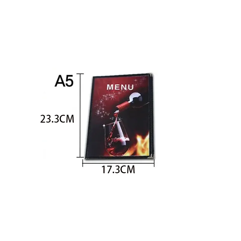 A5 2 Sheets 23.3x17.3cm Cover Plastic Menu Folder Price List Transparent Display Book