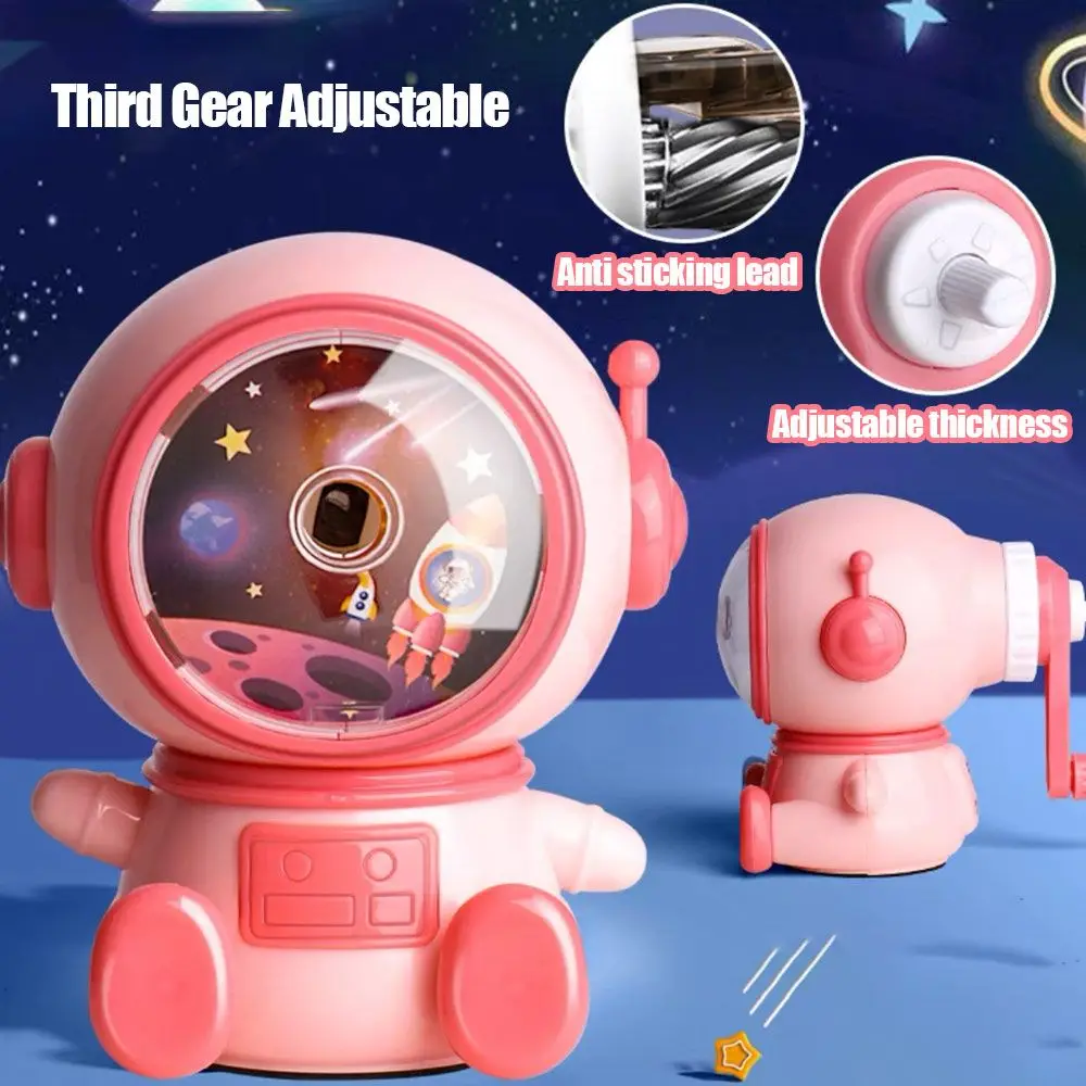 Cartoon Third Gear Adjustable Automatically Enters Lead Astronaut Pencil Sharpener Hand-cranked Mechanical Tool Office School