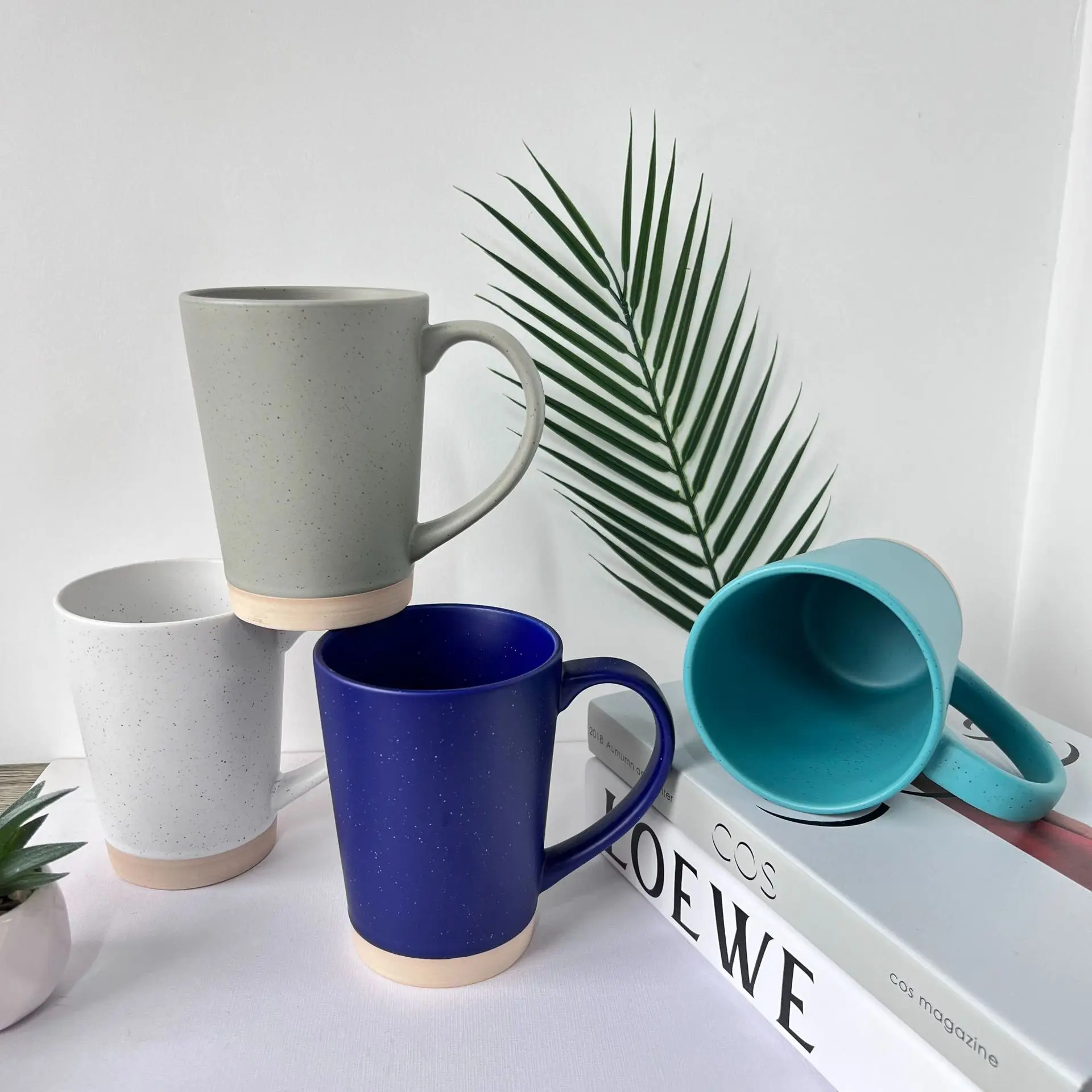 Colorful High Waisted Shaped Mug Splashed Ink Design Style Office Coffee Milk Mugs High Quality Simple Business Gift Water Cup