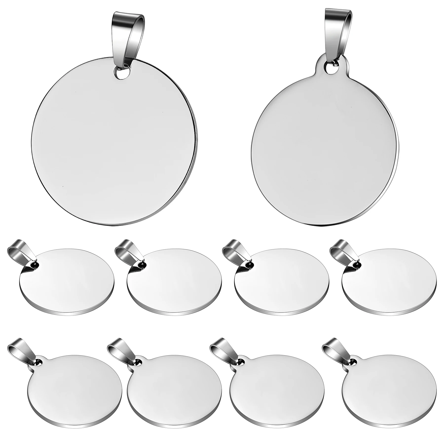 Dropship 10pcs Unisex Military Army style Disc round Pendant  Blank Necklace Stainless Steel Dog Tags  Necklaces Jewelry