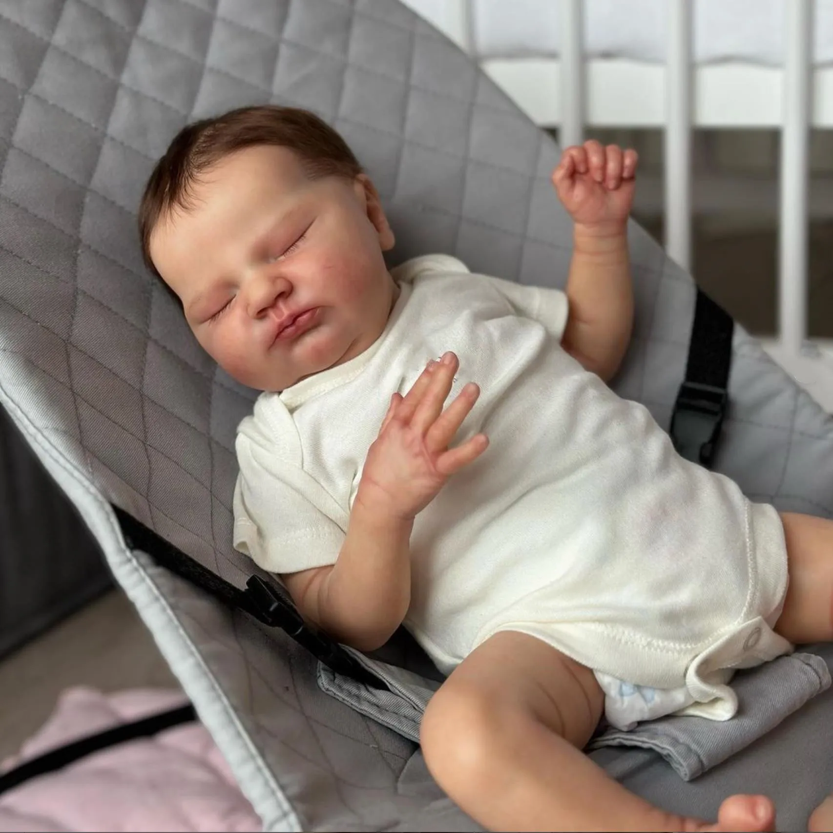 3D Skin With Visible Veins 48 CM Soft Silicone Cloth Body Asleep Reborn Baby Art Doll Toy For Girl 19 Inch Lifelike Doll