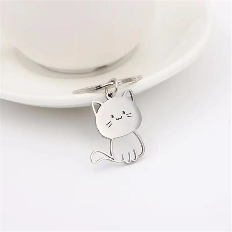 Cats Pendant Bag Charm Accessory Unique Jewelry Stainless Steel Texture for Decorating Lover and Art Aficionados