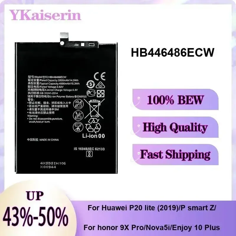 

Mobile Phone Battery HB446486ECW 4000mAh For Huawei P20 Lite 2019 P Smart Z For Honor 9X Pro Nova5i Enjoy 10 Plus