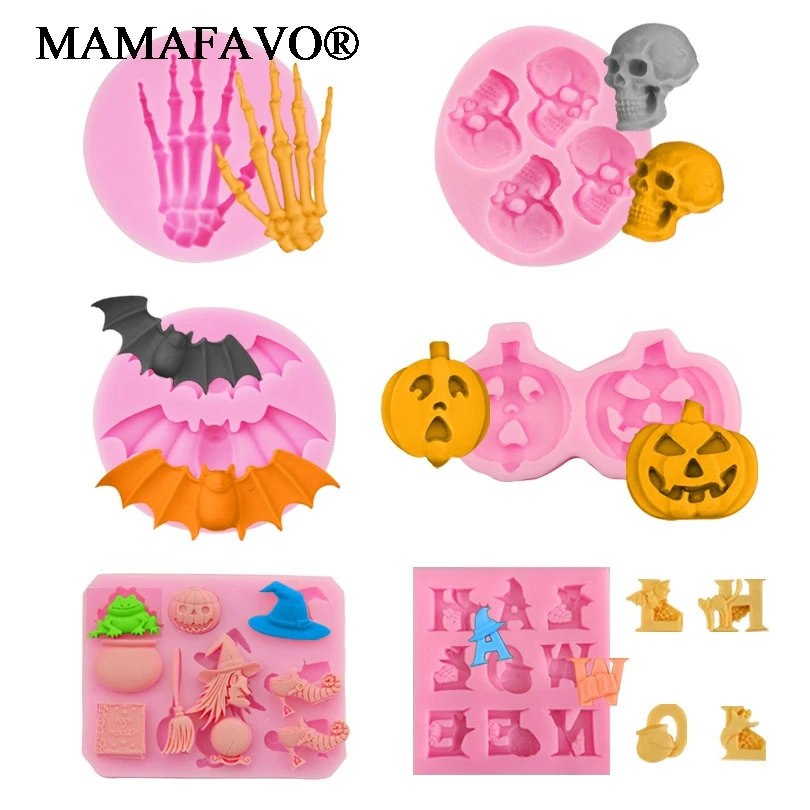 Platinum grade odorless Silicone Molds Halloween and Christmas Skull Coffins and Skeletons Fondant Mould Chocolate Mould Gypsum