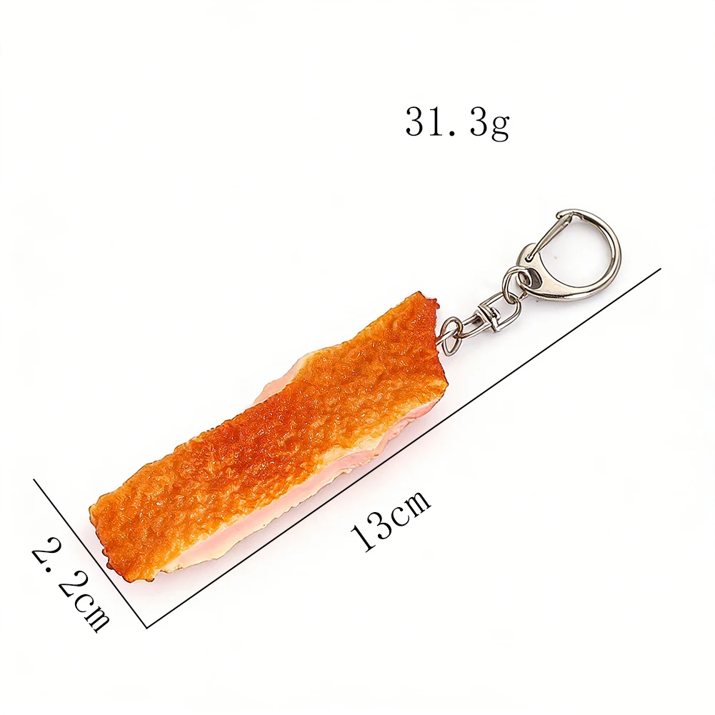 Fun Pig Cutlet Keychain Creative Realistic Fried Food Model Personalized Backpack Car Decor Hanging Accessory Photography Prop