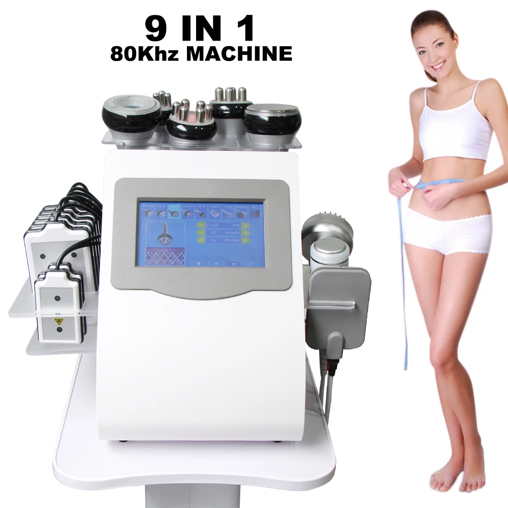 

New9 in 1 80K Ultrasonic Cavitation Body Facial Radiofrequency Vacuum Massage Weight Loss Machine Body Shaping Slimming Fat Burn