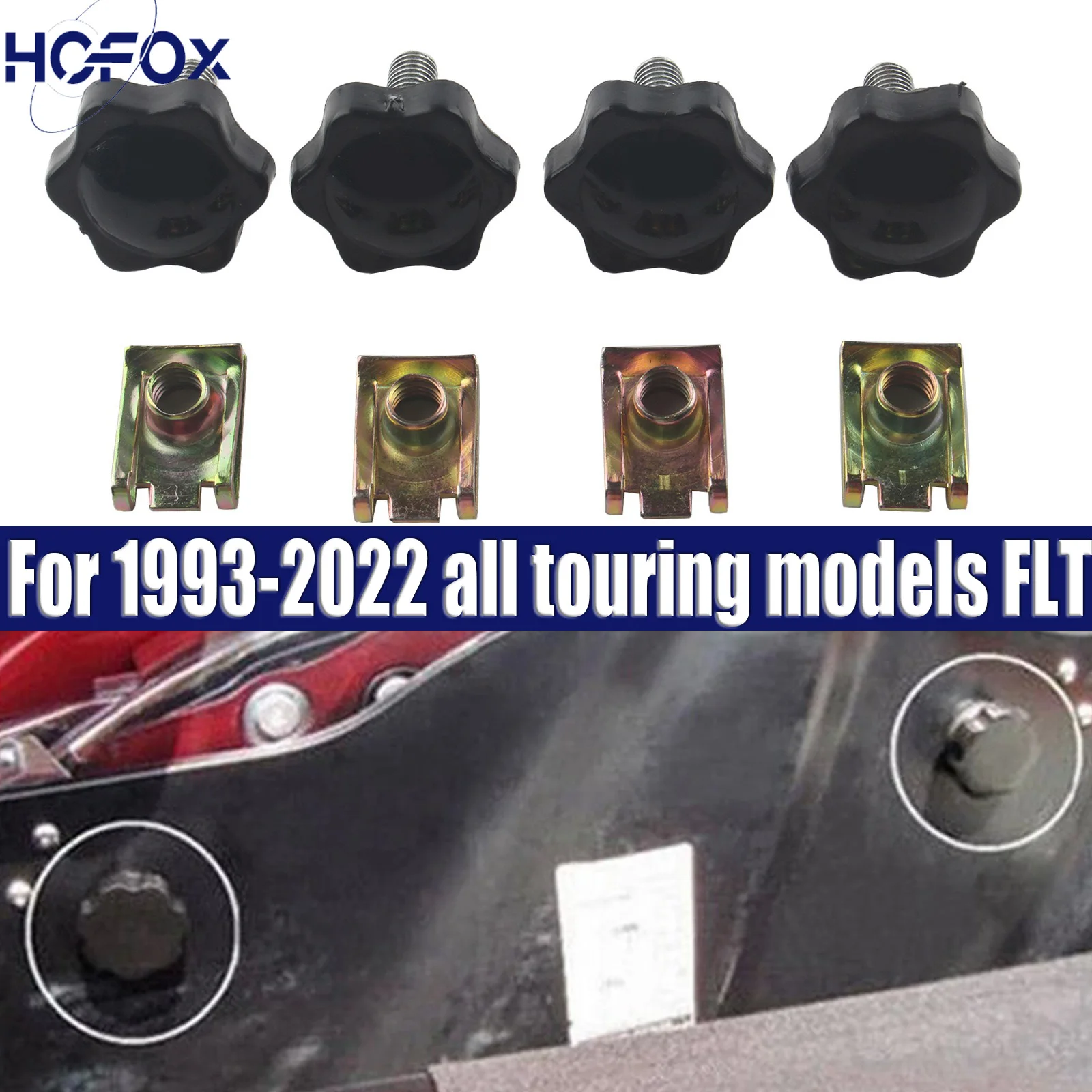4X Saddlebag Lock Theft Deterrent Mounting Bolt Screw Fit for Harley FLHT FLHTCU