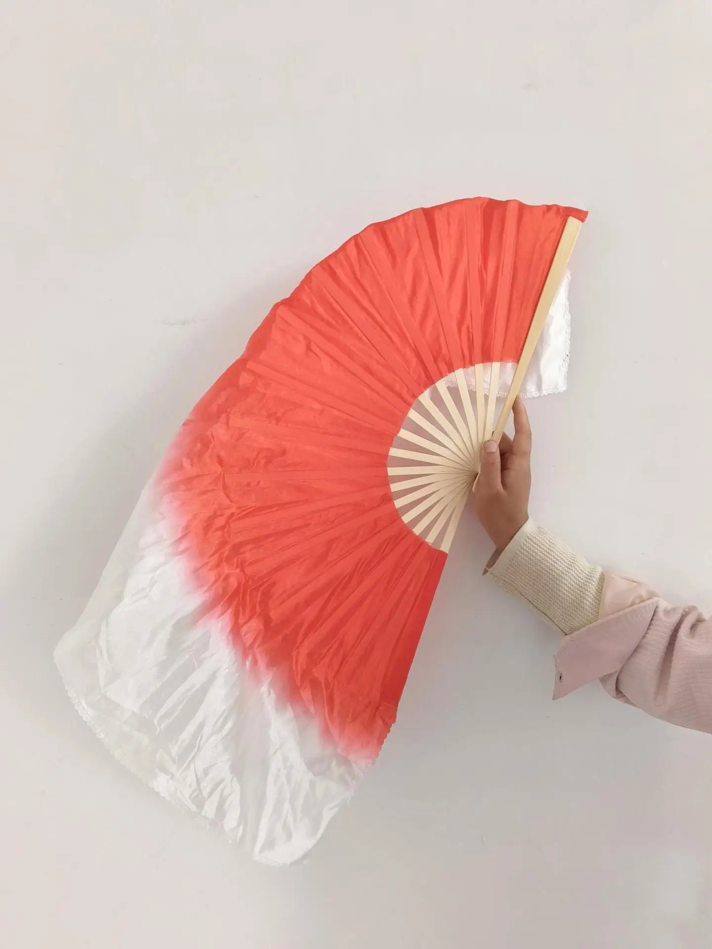 Fan Big Red Dance Square  Classical Dance Big Red Silk Dance Fan Adult Performance