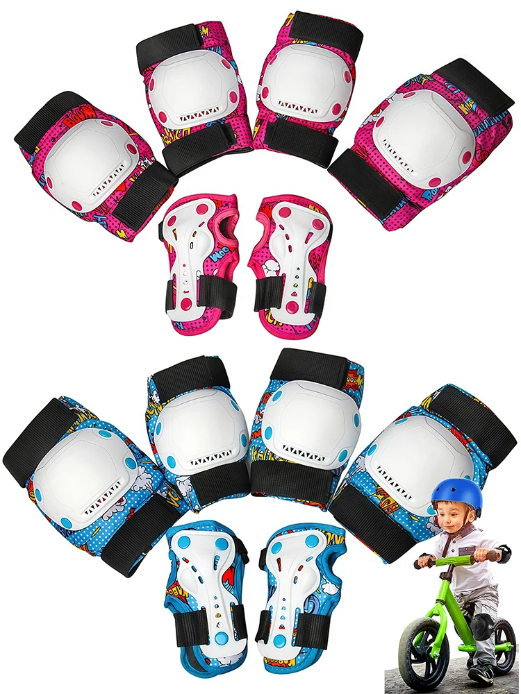 

6Pcs Kids Knee Pads Elbow Pad Wrist Guard Protective Gear Set for 3-15 Years Child Roller Skates,Skateboard,Cycling,Balance Bike