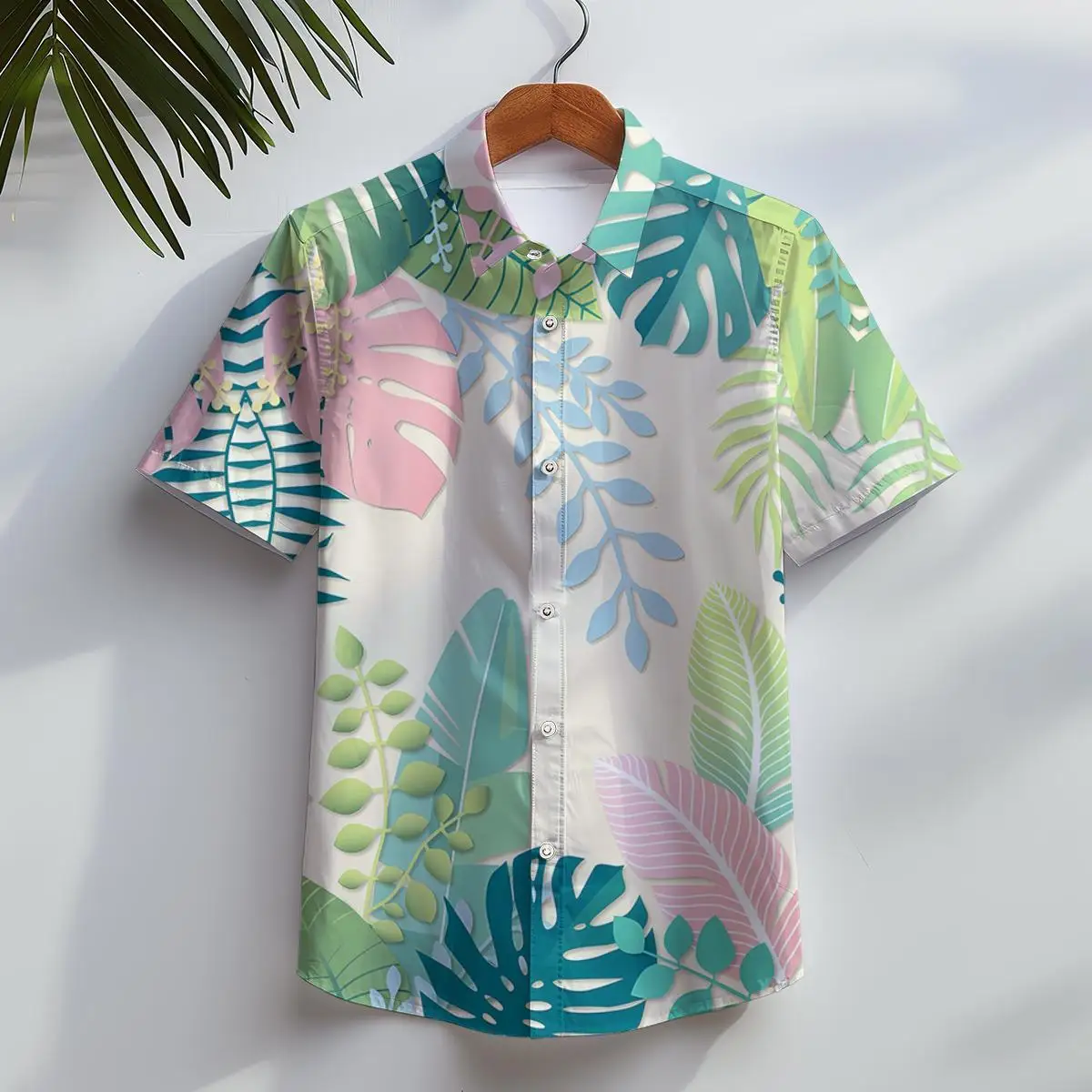 Chemise hawaïenne pour hommes, chemise de plage décontractée à manches courtes, boutonnée, feuille tropicale, vêtements imprimés floraux en 3D pour les vacances d'été