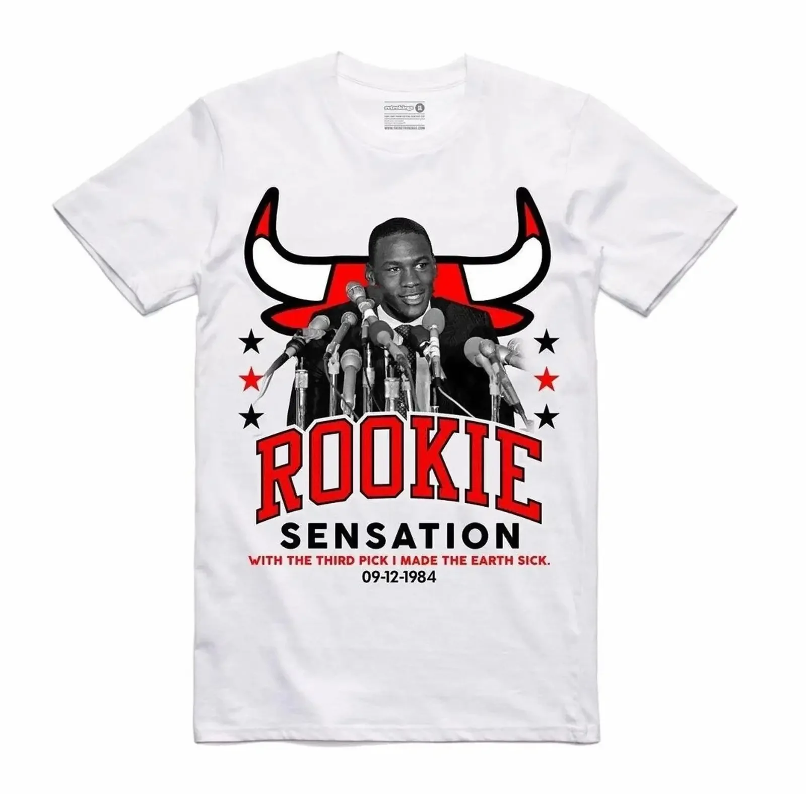 Neu Streetwear on Demand Mj Rookie Sensation Weiß T Shirt SM 3XL Hergestellt USA vintage Washed homme Unisex