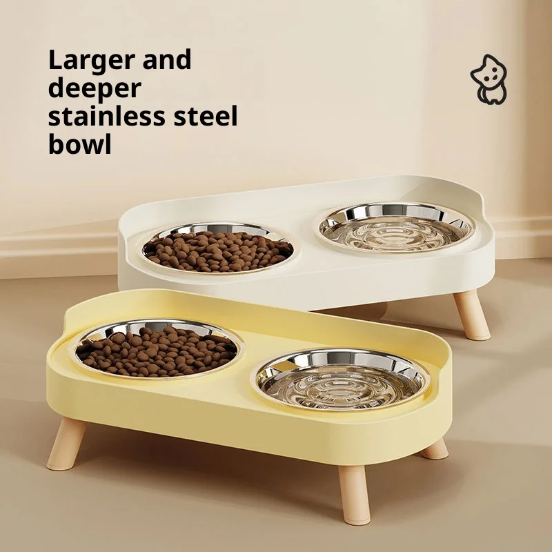 

Anti-Spill Stainless Steel Pet Bowl - Dual Dish Anti-Neck Strain Design, Non-Skid Cat/Dog Food Water Feeder (CE Certified)​