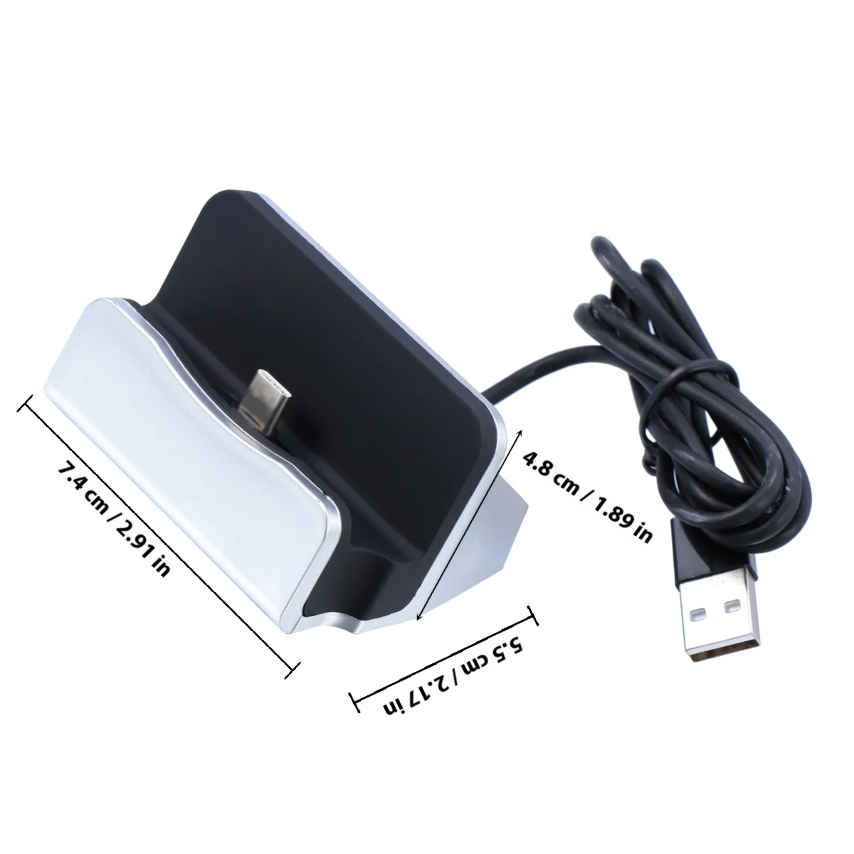 قاعدة شحن USB من النوع C حامل سطح المكتب لأجهزة 950 Xl 5 10 5X Type C فضي سريع