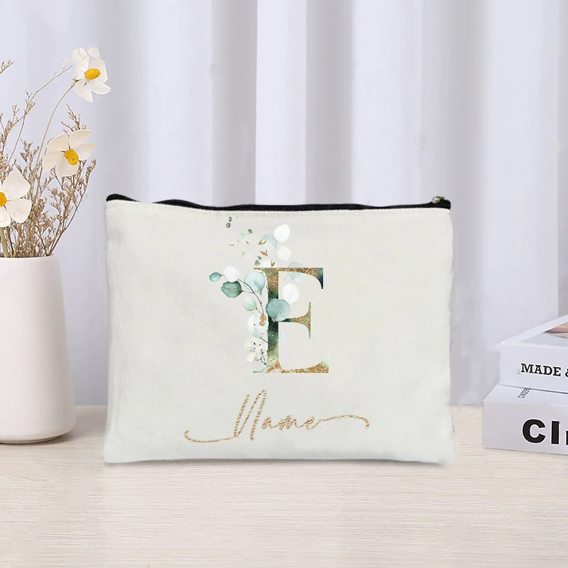 Bolsa de maquiagem personalizada para meninas, nome personalizado inicial, caso cosmético, dama de honra professores presente, bolsa de higiene pessoal, presente Festival