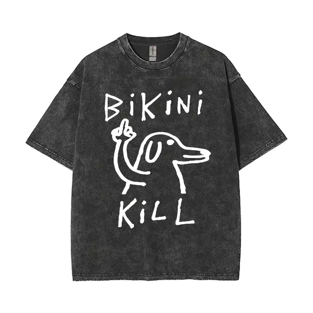 

Washed Vintage Punk Rock Band Bikini Kill Funny Meme T Shirts Men's Women Casual Oversized Short Sleeve High Quality Streetwear